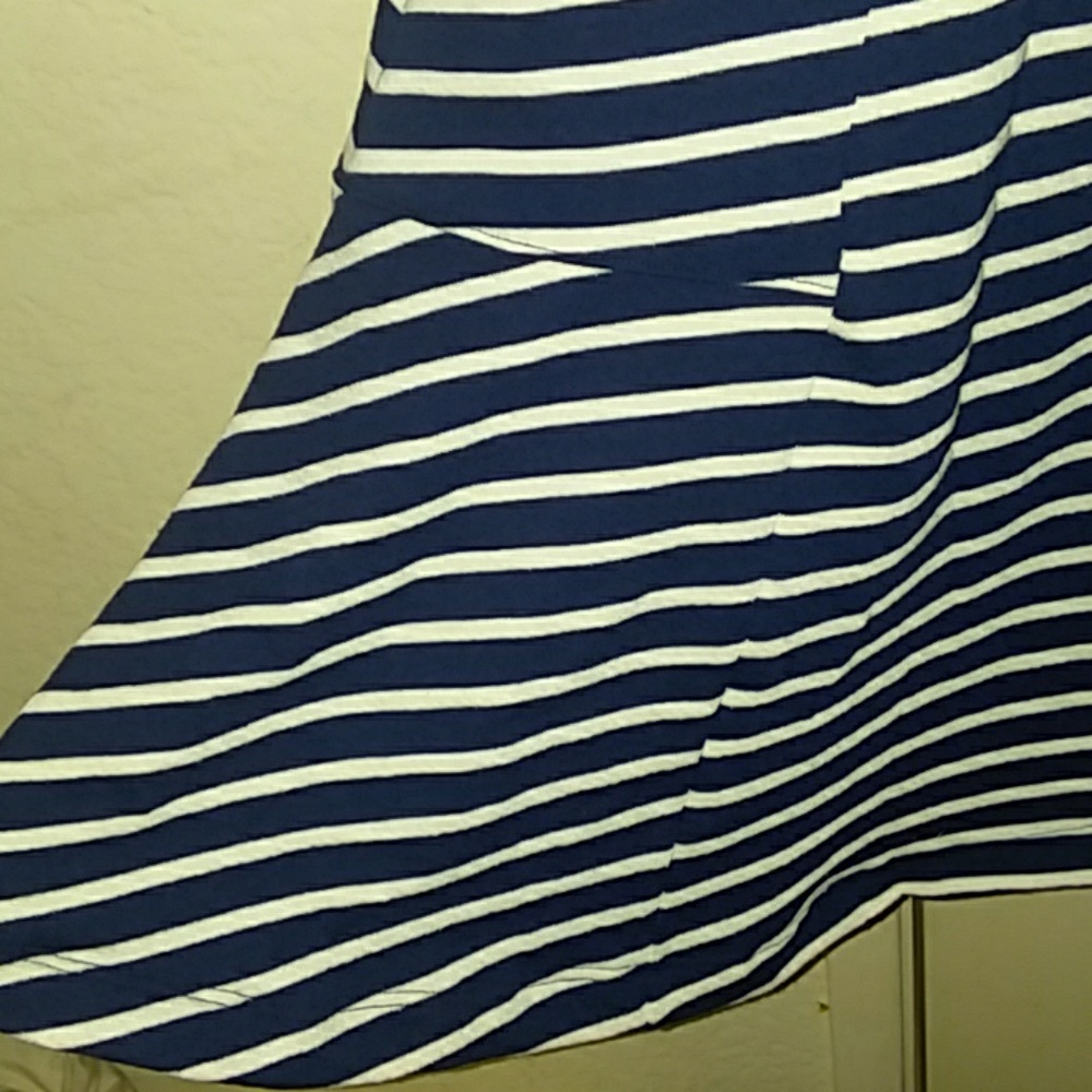 Three Dots Navy & White Striped Short-Sleeve Mini Dress - Picture 6 of 8